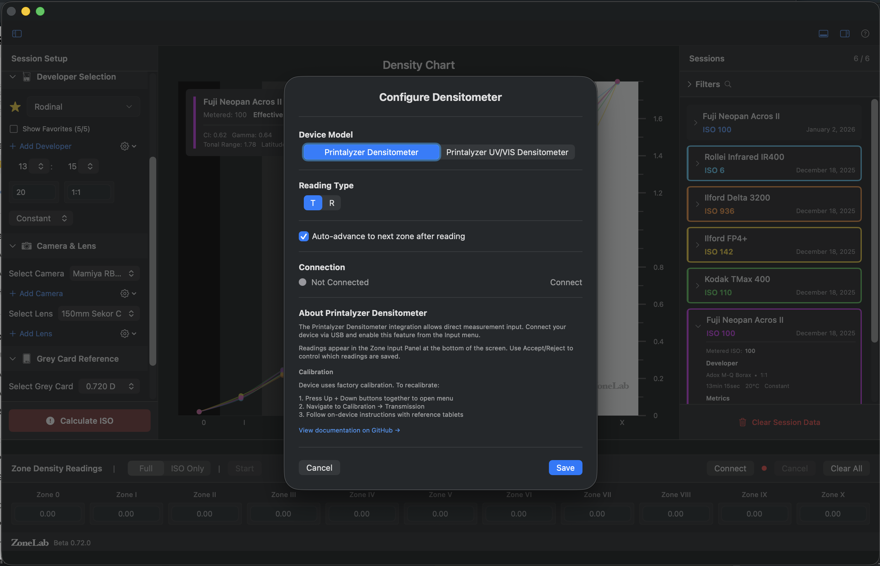 Configure Printalyzer Densitometer