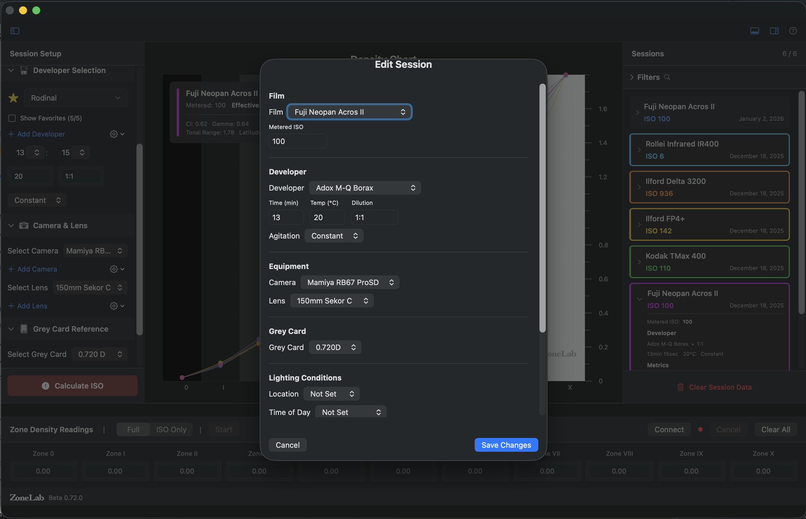 Edit Session Information