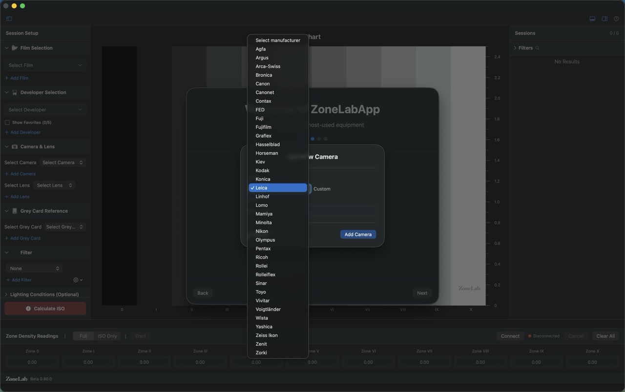 Onboarding: Select camera manufacturer